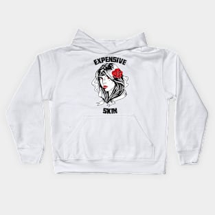 Expensive Skin Girl With A Rose Tattoo Lover Kids Hoodie